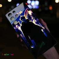 A Solo Leveling LED Phone Case for ZTE Nubia RedMagic featuring glowing Sung Jinwoo anime art that lights up.
