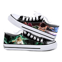One Piece Anime Low Top Canvas Sneakers flat lay pair printed anime canvas couple birthday gift