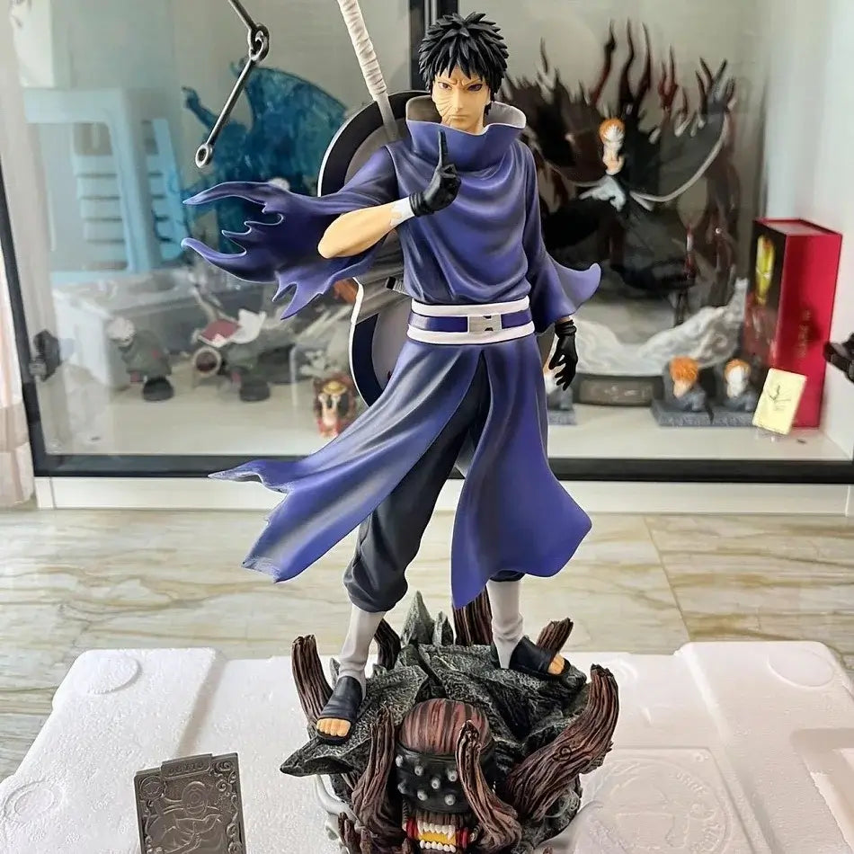 A 22cm NARUTO Anime Uchiha Obito Figure in a standing posture sculpture, a PVC model statue and collection toy gift.