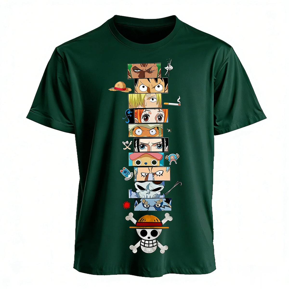 Luffy Zoro Ace T-Shirt One Piece Vintage Harajuku close-up Luffy Zoro Ace character graphic print detail cotton fabric