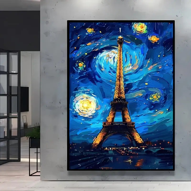 A stunning Van Gogh Pokemon Wall Art piece featuring Pikachu painted in a Starry Night impressionist style for unique home decoration.