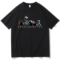 A Cute Solo Leveling T-shirt with a chibi anime design, perfect as a short sleeve O-neck gift for fans.