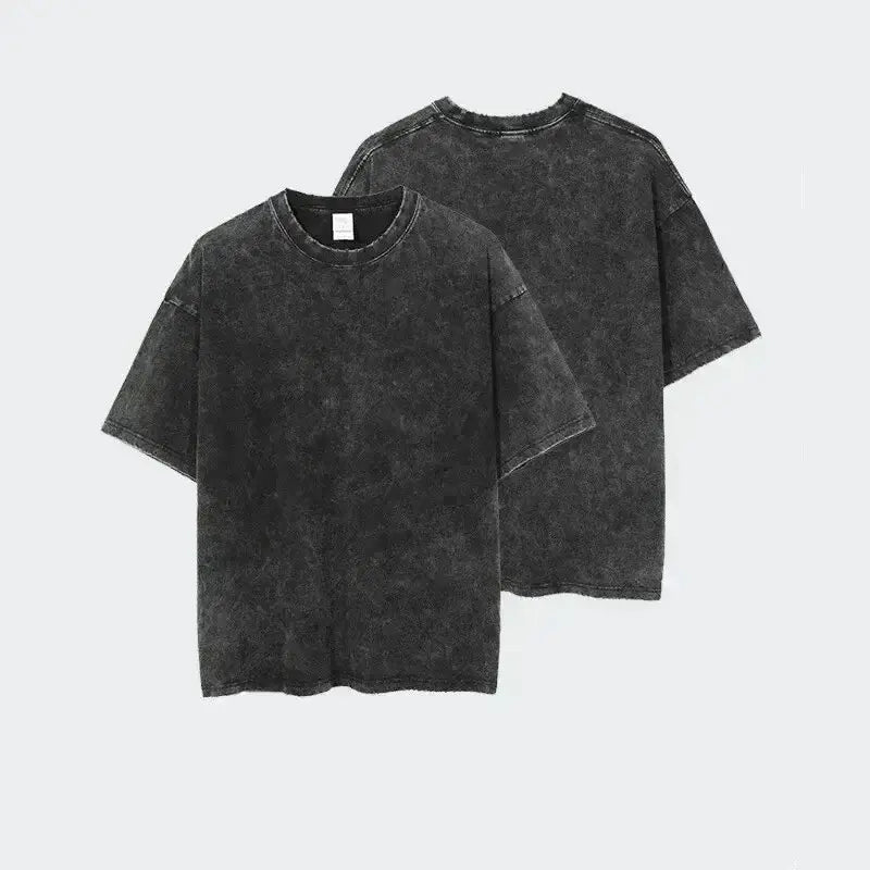A popular Washed Vintage Akaza T-shirt with a Demon Slayer manga graphic in an oversized style for men.
