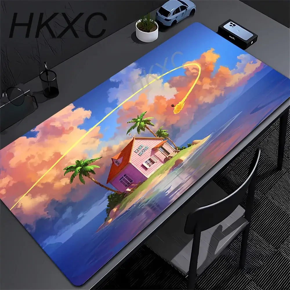 Master Roshi Mouse Pad Dragon Ball close-up showing dye-sublimation print cloth surface and durable stitched perimeter