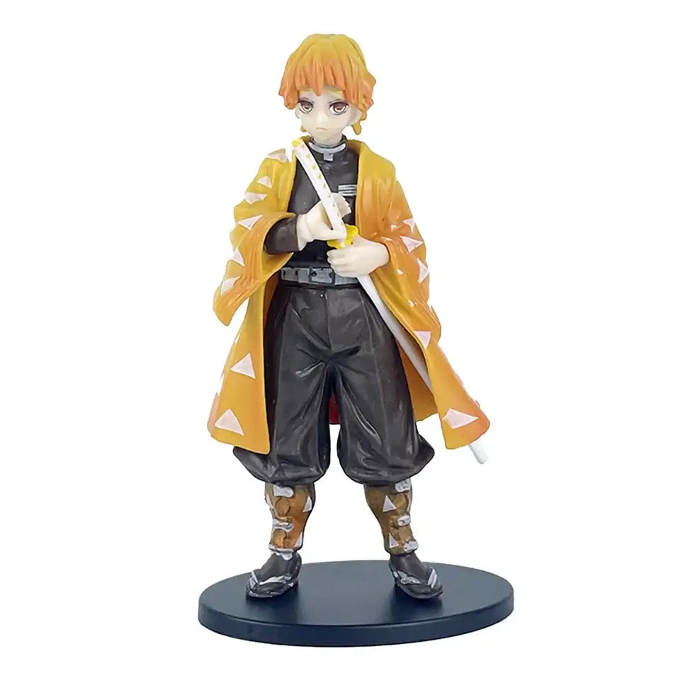 A highly detailed 16cm Demon Slayer Anime Figure made of premium PVC, showcasing Kamado Tanjiro in a dynamic warrior action pose for desktop decoration.