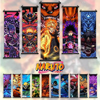 High-definition Naruto Posters hanging scroll featuring Uzumaki Naruto, Uchiha Sasuke, and Madara for anime home wall decoration.
