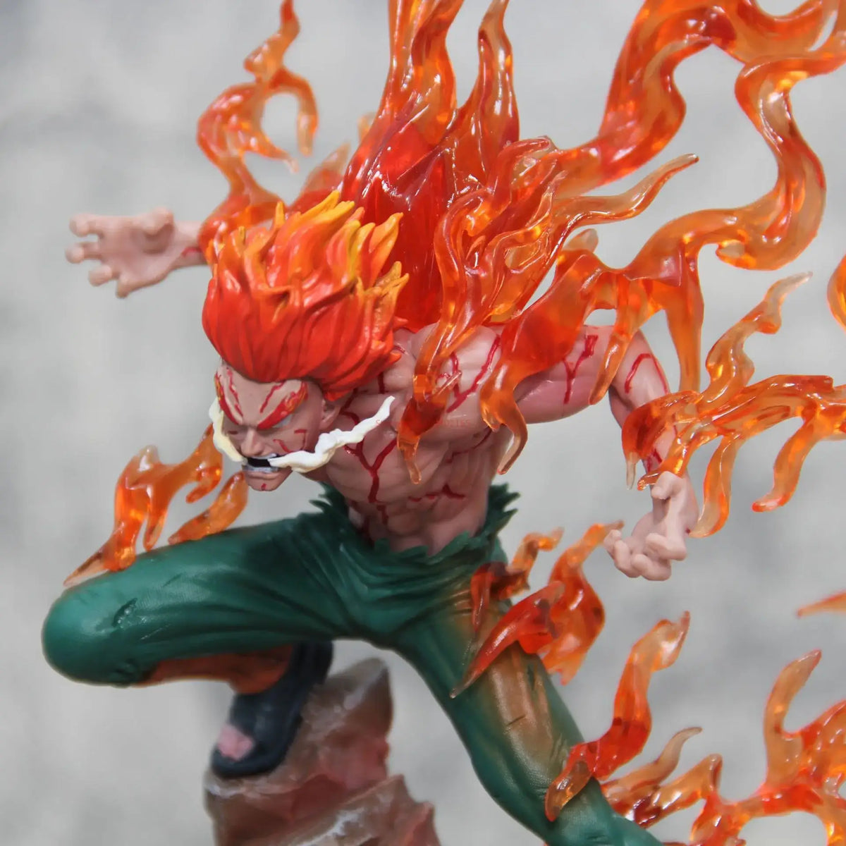 A premium Might Guy Luminous Figure showing the Night Guy Eight Inner Gates attack, glowing vibrantly on a gaming desktop.