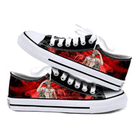 One Piece Anime Low Top Canvas Sneakers flat lay pair printed anime canvas couple birthday gift