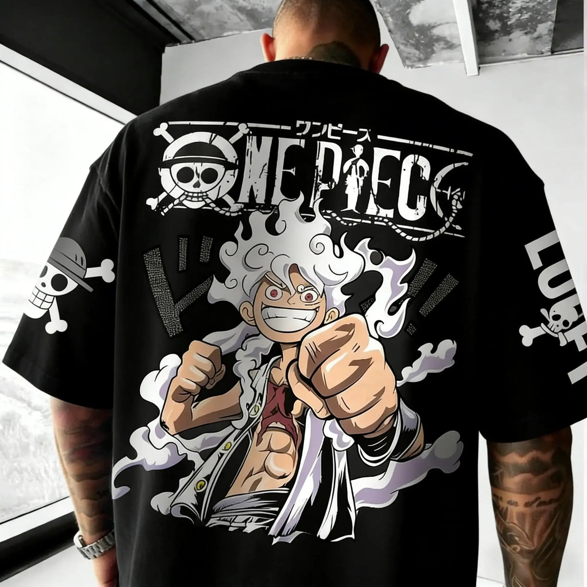 A retro Y2K style One Piece Luffy T-shirt made of soft cotton, featuring a graphic print of Monkey D. Luffy for men and women.