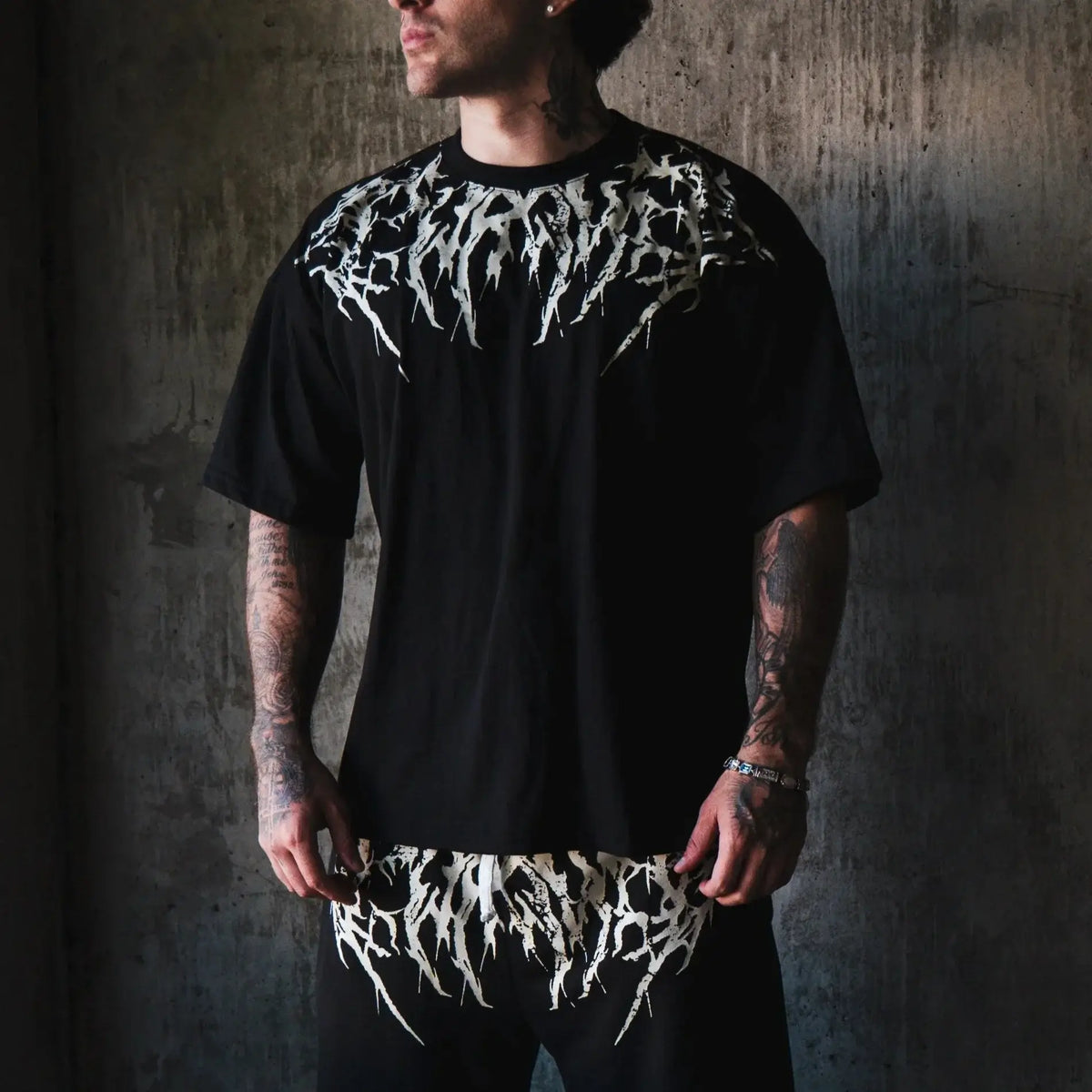 Oversized Cotton Tee Skull Print Unisex Streetwear Gym Top