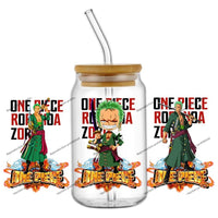 A collection of the newest 31 designs of popular One Piece UV DTF Stickers for a 16oz glass cup.