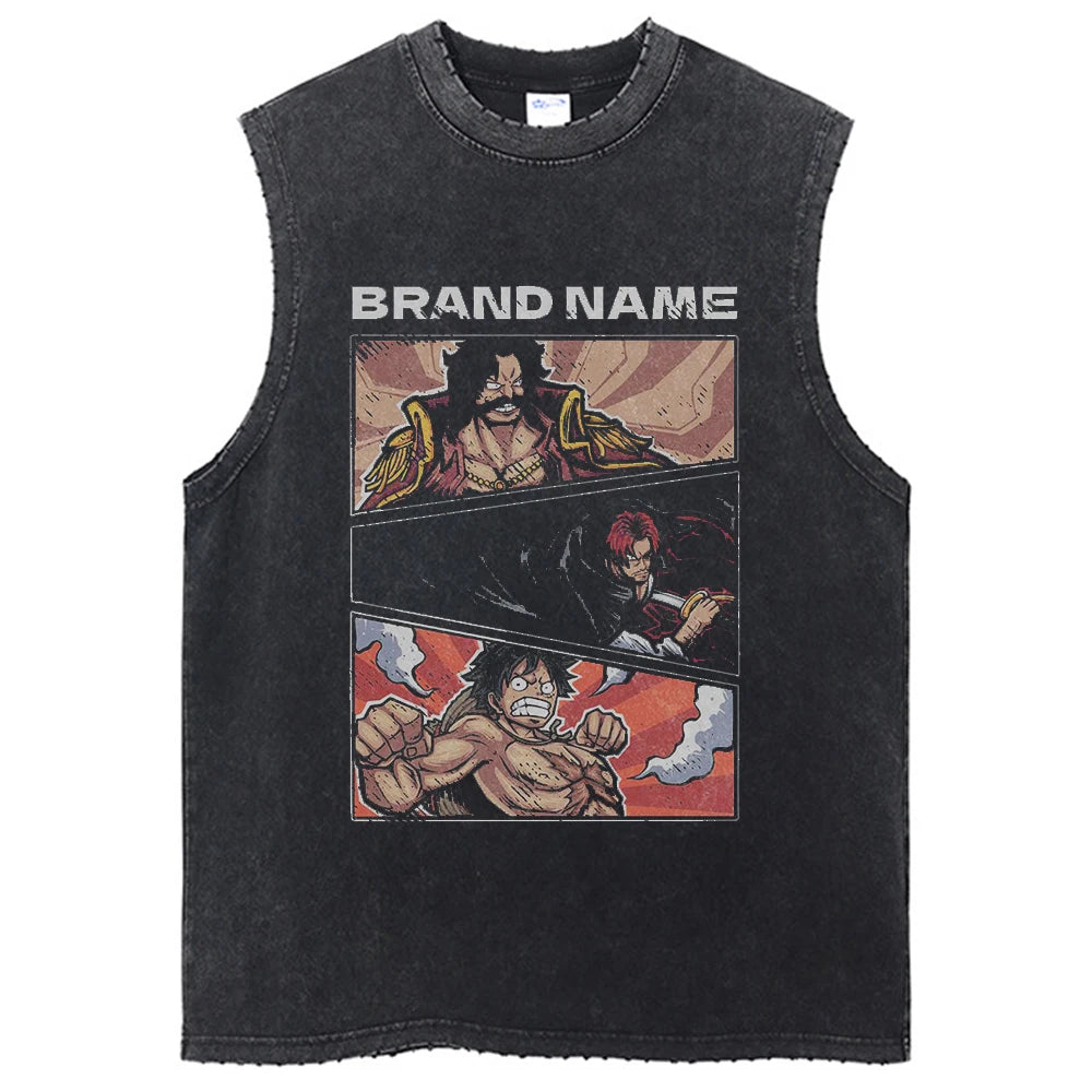 One Piece Vintage Washed Graphic Tank Top | Cotton Streetwear