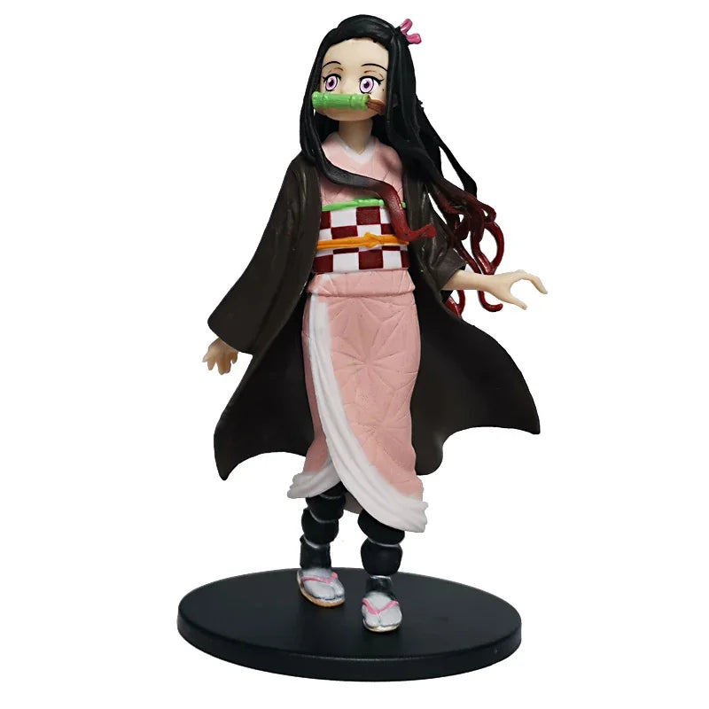 High-quality Demon Slayer Figures featuring Tanjiro Kamado, Nezuko, Zenitsu, and Inosuke in dynamic action poses for anime collection.