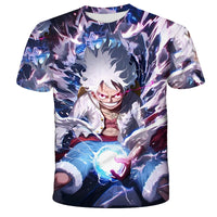 A loose-fit One Piece Luffy T-shirt featuring a cool cartoon Monkey D. Luffy graphic, designed for boys and men as casual anime streetwear.