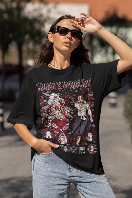 Demon Slayer Muzan Kokushibo Children Cotton T-Shirt Bandai loose unisex casual summer anime