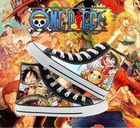 One Piece Anime Canvas Shoes Luffy Zoro hand-painted high top sneakers boys girls casual