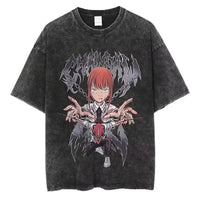 A unisex Chainsaw Man Vintage T-shirt in washed cotton with a Harajuku oversized streetwear fit.