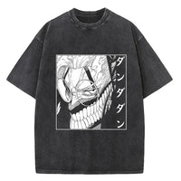 A high-quality cotton men's Dandadan Okarun T-shirt with a Japanese anime cartoon print and aesthetic fashion design.