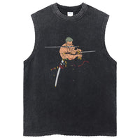 One Piece Vintage Washed Graphic Tank Top | Cotton Streetwear