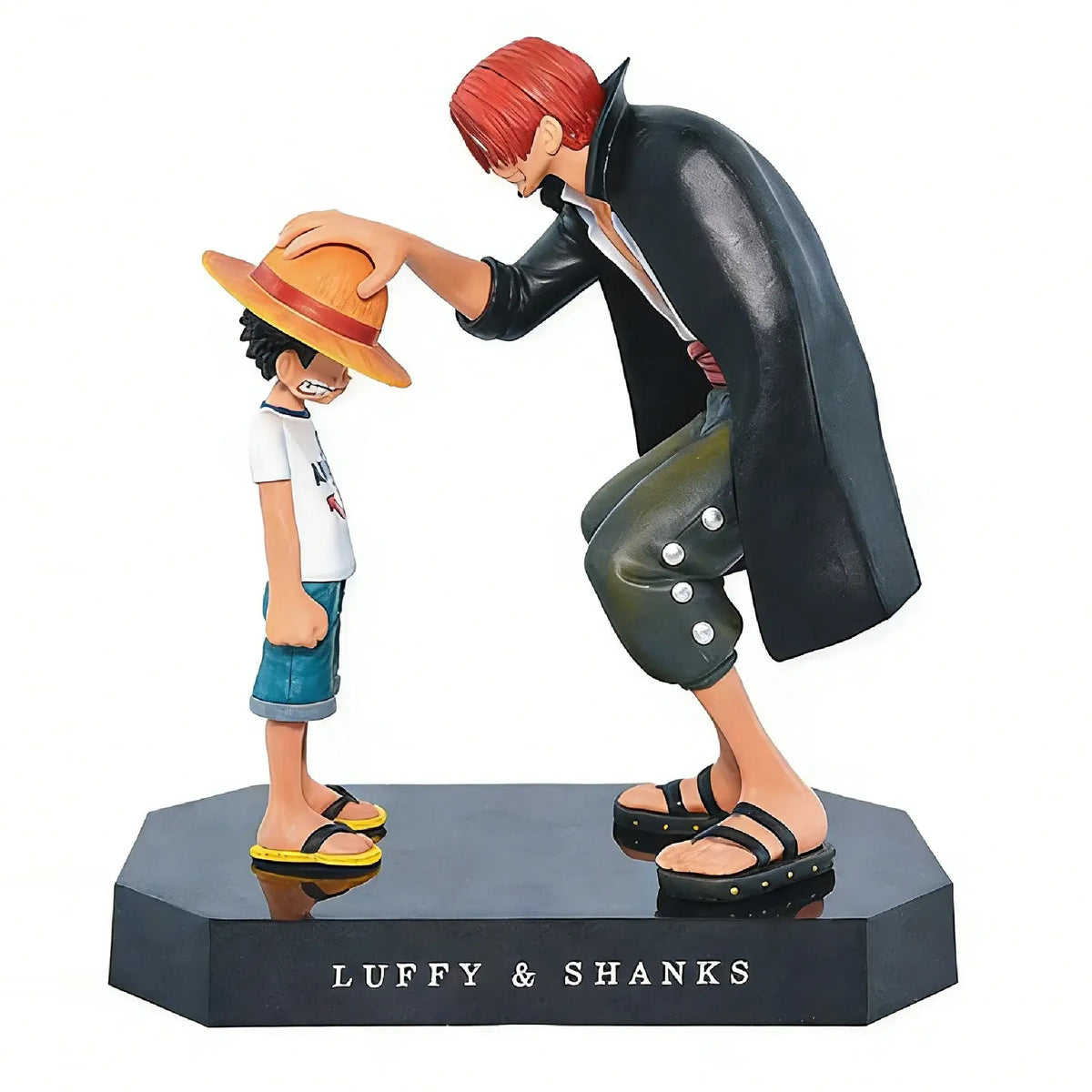 A highly detailed 18cm Shanks Luffy Action Figure made of premium PVC, capturing the emotional Straw Hat promise from the One Piece anime.