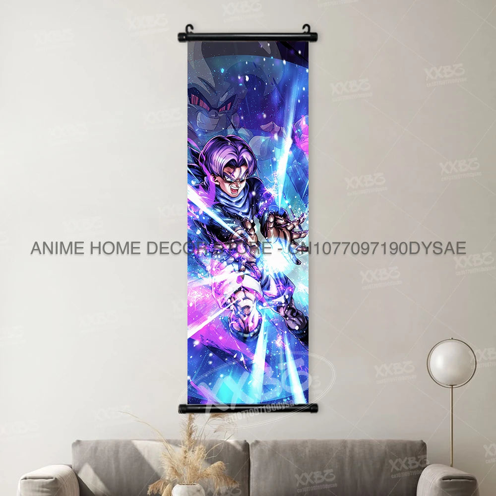 High-quality Dragon Ball Posters wall art scroll featuring Anime figures Goku, Vegeta, and Frieza for home decoration.