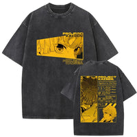 A vintage washed Demon Slayer Daki Graphic T-shirt with a cherry blossom design, an oversized casual cotton tee for men and women.