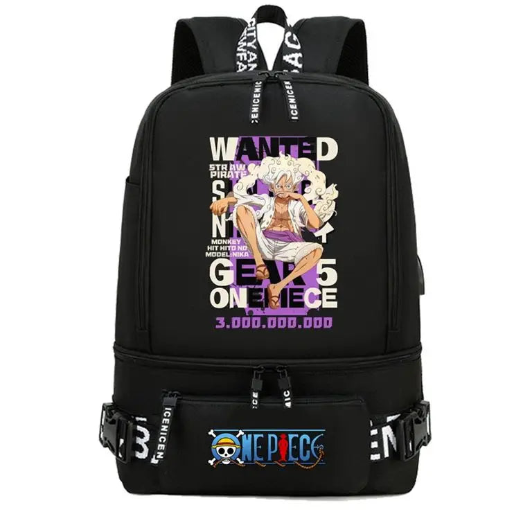 One Piece Anime Polyester School Travel Backpack featuring vibrant artwork and stylish design for teens.
