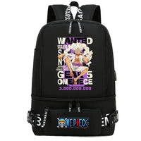 One Piece Anime Polyester School Travel Backpack featuring vibrant artwork and stylish design for teens.