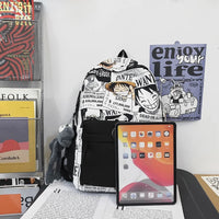 Close-up of One Piece Luffy Anime Backpack Luffy print detail zipper compartment quality