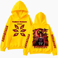 A trendy Demon Slayer Hoodie made of warm fleece, featuring a Harajuku streetwear graphic print for men's and women's autumn fashion.