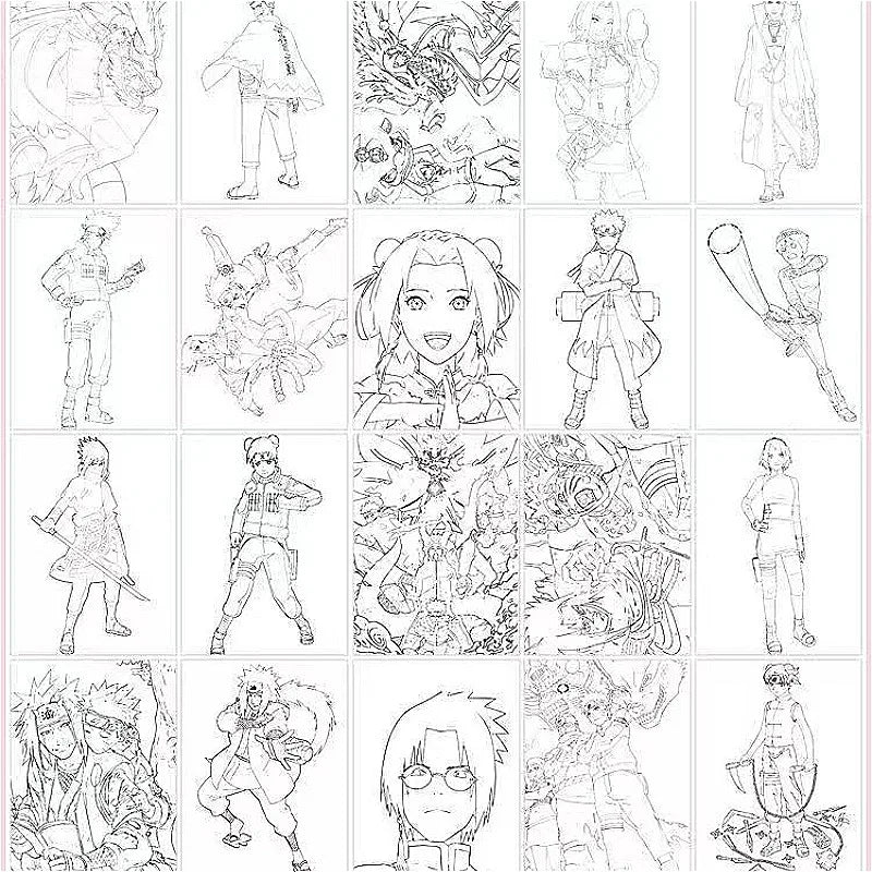 Close-up of Naruto Characters Art Book Drawing Skills colorful character illustration page