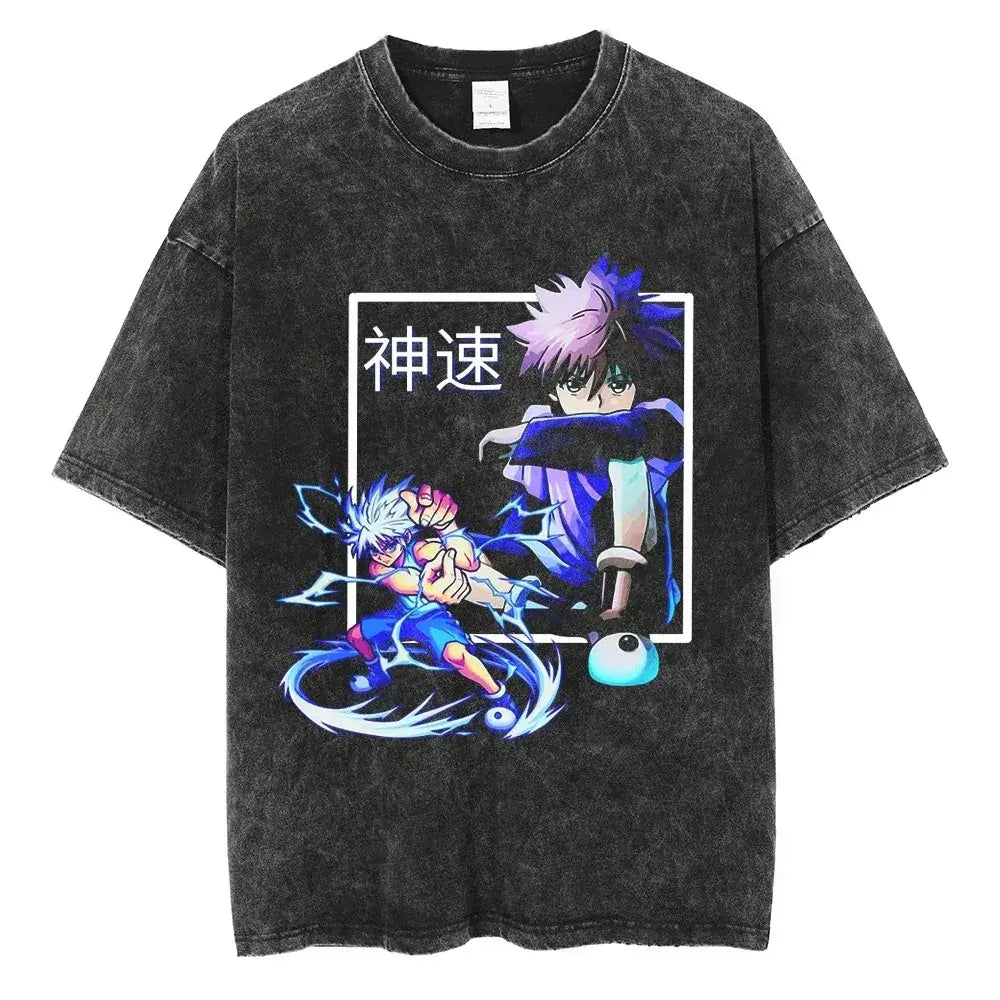 Hunter x Hunter Gon Freecss Print T-Shirt oversized Harajuku washed cotton anime tee men women