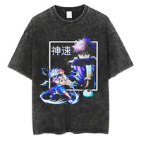 Hunter x Hunter Gon Freecss Print T-Shirt oversized Harajuku washed cotton anime tee men women