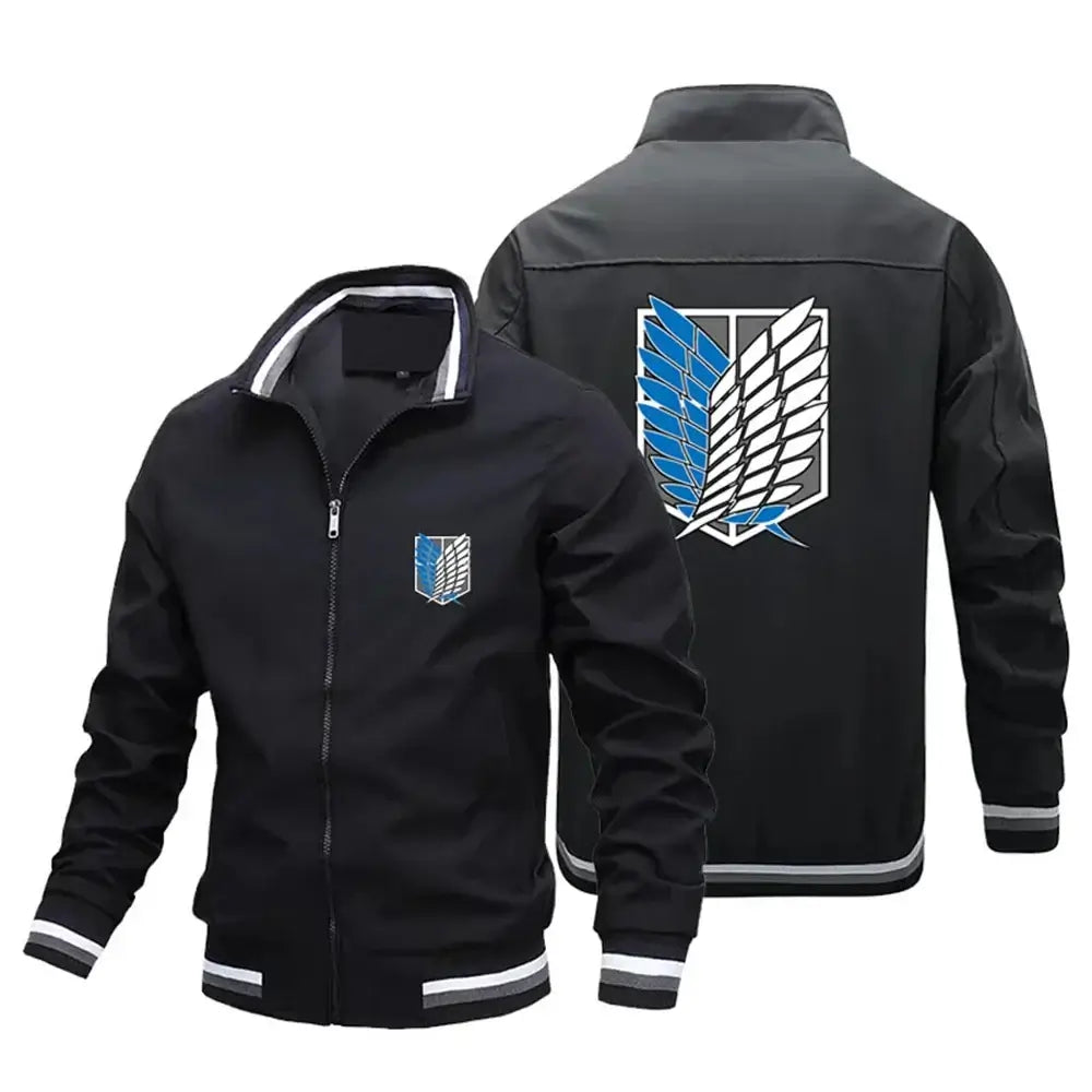 Attack on Titan Baseball Jacket Y2K Harajuku Street Style front view flat lay white background Titan character print