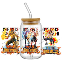 A collection of the newest 31 designs of popular One Piece UV DTF Stickers for a 16oz glass cup.