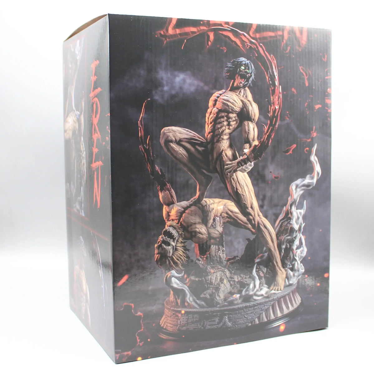 A highly detailed 29cm Eren Jaeger Figure made of premium PVC, showcasing the Attack on Titan protagonist in a dynamic pose for anime desktop decoration.