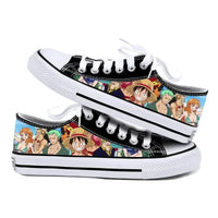 One Piece Anime Low Top Canvas Sneakers printed flat couple shoes boys girls student birthday gift