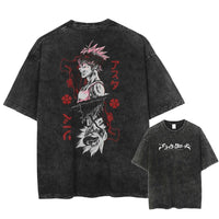 Asta Black Clover Manga Streetwear T-Shirt featuring a graphic design on a washed cotton oversized tee.