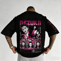 A trendy Nezuko Kamado T-Shirt featuring vibrant color printing of the anime character, designed as loose summer streetwear for men.