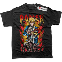An oversized Chainsaw Man T-Shirt made of soft cotton, featuring a graphic print of Power and Makima for men's and women's streetwear.