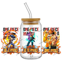 A collection of the newest 31 designs of popular One Piece UV DTF Stickers for a 16oz glass cup.