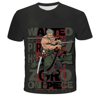 A breathable One Piece Luffy T-shirt featuring a cartoon graphic, designed as a loose-fit casual top for men and boys.