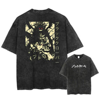 Asta Black Clover Manga Streetwear T-Shirt featuring a graphic design on a washed cotton oversized tee.