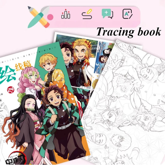 Demon Slayer Anime Colouring Book Children DIY hand-drawn line drawing graffiti creative gift