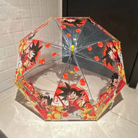 Dragon Ball Goku Folding Transparent Umbrella held open outdoors anime fan fashion accessory