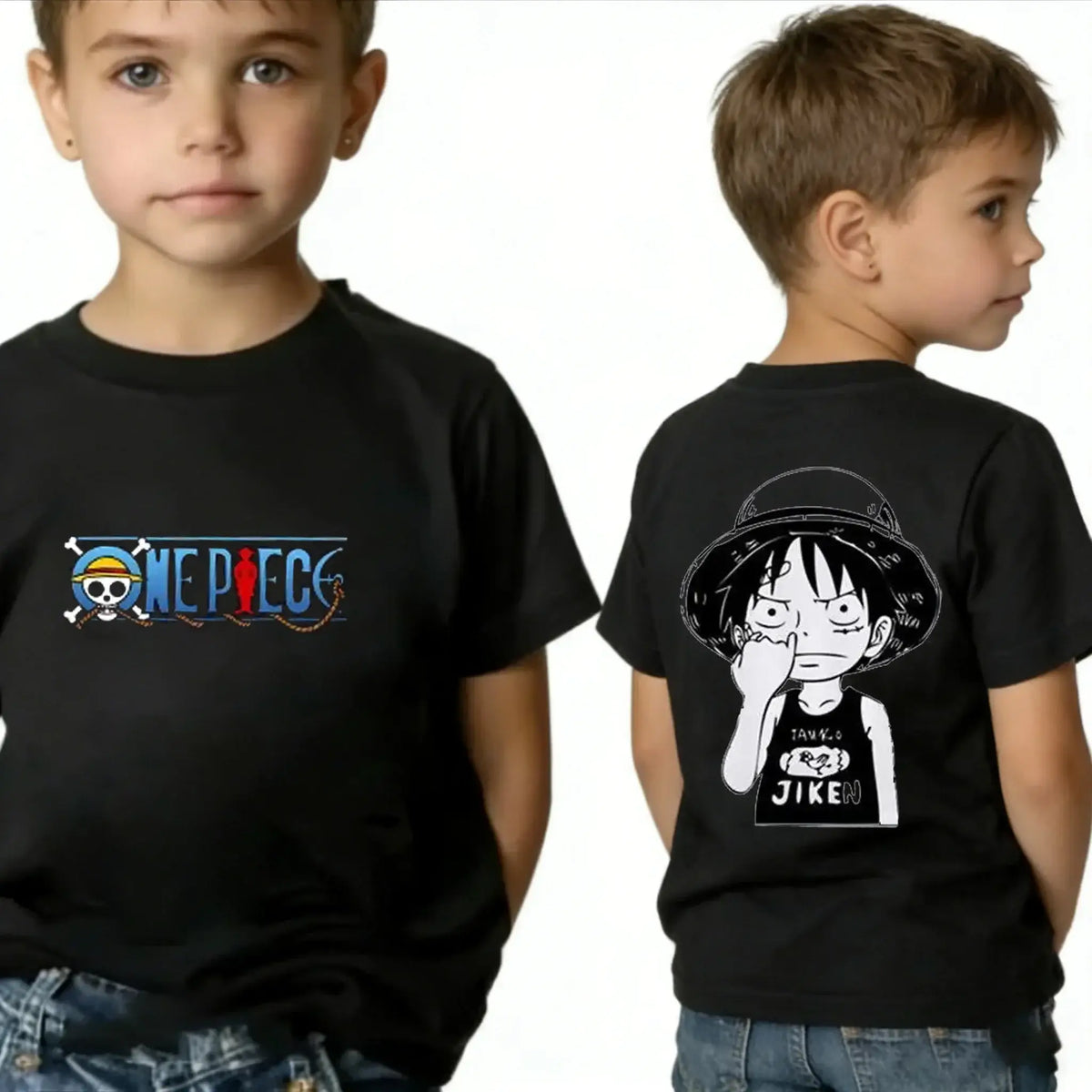 One Piece Kids T-Shirt Luffy Zoro Nami Chopper pure cotton short sleeve summer cartoon tee boys girls unisex sizes 100 to 160 CM birthday gift