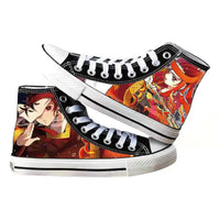 High-top Demon Slayer Canvas Shoes featuring Tanjiro Kamado and Jibaku Shounen Hanako-kun anime prints for casual fashion.