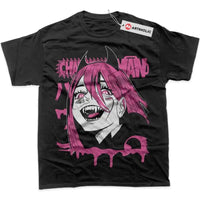 An oversized Chainsaw Man T-Shirt made of soft cotton, featuring a graphic print of Power and Makima for men's and women's streetwear.