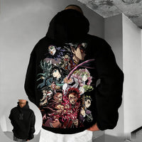A cozy Muichiro Tokito Hoodie made of fleece, featuring a loose fit Mist Hashira design for men, women, and children.