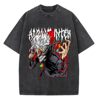 A high-quality cotton men's Dandadan Okarun T-shirt with a Japanese anime cartoon print and aesthetic fashion design.